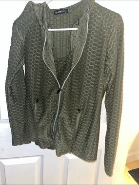 Olive Textured Zip Hoodie & matching tank